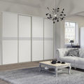 Façade de placard coulissante 4 portes décor blanc mat, décor gris galet