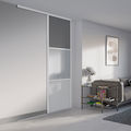 Façade de placard coulissante 1 porte décor gris intense, décor gris galet, décor blanc mat