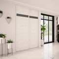 Façade de placard coulissante 2 portes décor marbre blanc, décor gris anthracite