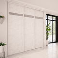 Façade de placard coulissante 3 portes décor marbre blanc, décor gris intense