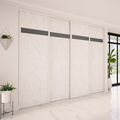 Façade de placard coulissante 4 portes décor marbre blanc, décor gris anthracite