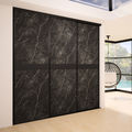 Façade de placard coulissante 3 portes décor marbre noir, décor noir intense
