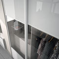 Façade de placard coulissante 2 portes verre laqué blanc pur, vitre dépolie