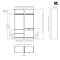 Aménagement 2 espaces, profondeur 550 mm,  Blanc Mat, 2 tringles - 5 étagères - 1 tiroir