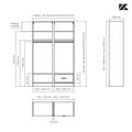 Aménagement 2 espaces, profondeur 550 mm,  Blanc Mat, 2 tringles - 6 étagères - 1 tiroir