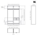 Aménagement 2 espaces, profondeur 550 mm,  Blanc Mat, 2 tringles - 4 étagères - 2 tiroirs