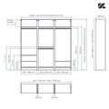 Aménagement 3 espaces, profondeur 550 mm,  Pin Blanc Vieilli, 4 tringles - 7 étagères