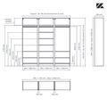 Aménagement 3 espaces, profondeur 550 mm,  Zebrano Blanc, 2 tringles - 12 étagères