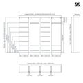 Aménagement 4 espaces, profondeur 550 mm,  Zebrano Blanc, 2 tringles - 16 étagères