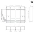 Aménagement 4 espaces, profondeur 550 mm,  Zebrano Blanc, 4 tringles - 10 étagères - 2 tiroirs