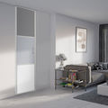 Façade de placard pivotante 1 porte décor gris intense, décor gris galet, décor blanc mat