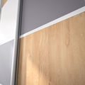 Façade de placard coulissante 2 portes décor gris galet, décor gris intense, décor chêne blond, décor blanc mat