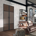 Façade de placard pivotante 2 portes effet cuir vintage brun, décor châtaigne