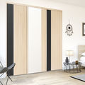 Façade de placard coulissante 3 portes décor acacia clair, décor noir intense, décor blanc mat