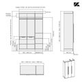 Aménagement 3 espaces, profondeur 595 mm,  Blanc Mat, 3 tringles - 9 étagères - 2 tiroirs