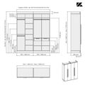 Aménagement 4 espaces, profondeur 595 mm,  Blanc Mat, 3 tringles - 12 étagères - 2 tiroirs