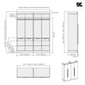 Aménagement 4 espaces, profondeur 595 mm,  Blanc Mat, 4 tringles - 10 étagères - 4 tiroirs