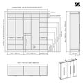 Aménagement 5 espaces, profondeur 595 mm,  Blanc Mat, 4 tringles - 14 étagères - 3 tiroirs