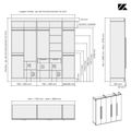 Aménagement 5 espaces, profondeur 595 mm,  Blanc Mat, 5 tringles - 14 étagères - 2 tiroirs