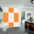 Façade de placard coulissante 3 portes décor blanc mat, décor mandarine