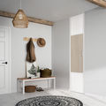Façade de placard pivotante 1 porte décor blanc mat, décor bois patiné rose