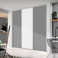 Façade de placard coulissante 3 portes décor gris intense, décor blanc mat