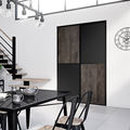 Façade de placard coulissante 2 portes décor bois fumé brut, décor noir intense
