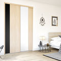 Façade de placard coulissante 2 portes décor acacia clair, décor noir intense, décor blanc mat