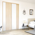 Façade de placard coulissante 2 portes décor acacia clair, décor blanc mat