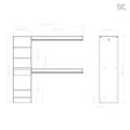 Aménagement Blanc Mat - 1 colonne - 5 tablettes - 2 penderies - 1 tiroir