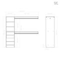 Aménagement Blanc Mat - 1 colonne - 5 tablettes - 2 penderies - 2 tiroirs