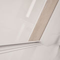 Façade de placard coulissante 2 portes verre laqué blanc pur, décor chêne flanelle brut