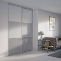 Façade de placard coulissante 2 portes décor blanc mat, décor gris galet, décor gris intense