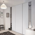 Façade de placard coulissante 3 portes décor blanc mat, miroir argent