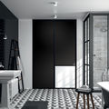 Façade de placard coulissante 2 portes décor noir intense, décor blanc mat