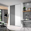 Façade de placard coulissante 2 portes décor gris intense, décor blanc mat