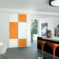 Façade de placard coulissante 2 portes décor blanc mat, décor mandarine