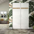 Façade de placard pivotante 2 portes verre laqué blanc pur, décor panama
