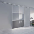 Façade de placard coulissante 2 portes décor blanc mat, décor gris galet, décor gris intense