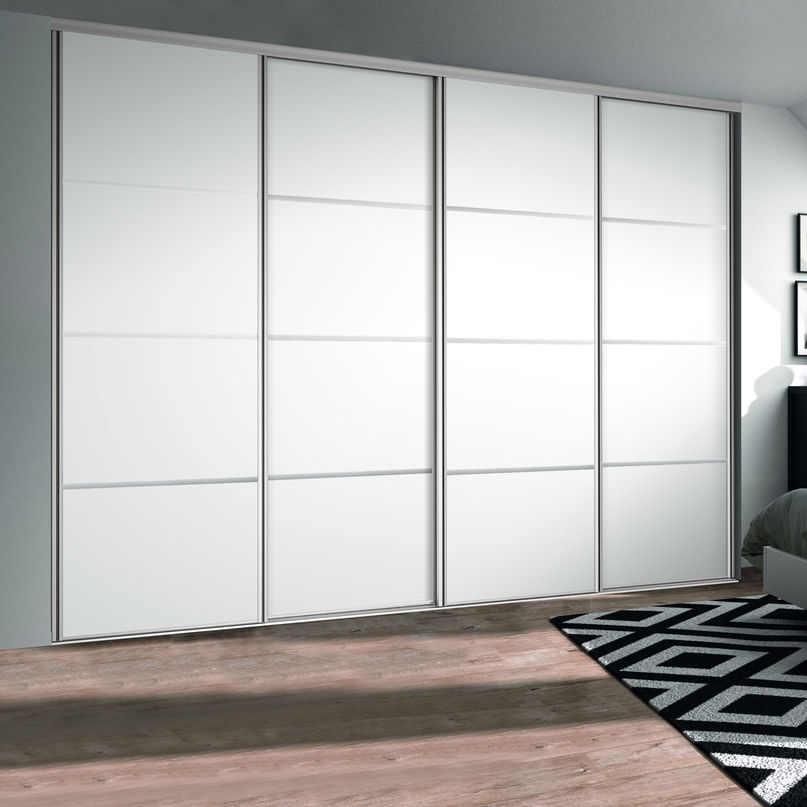 Façade de placard coulissante 4 portes décor blanc mat