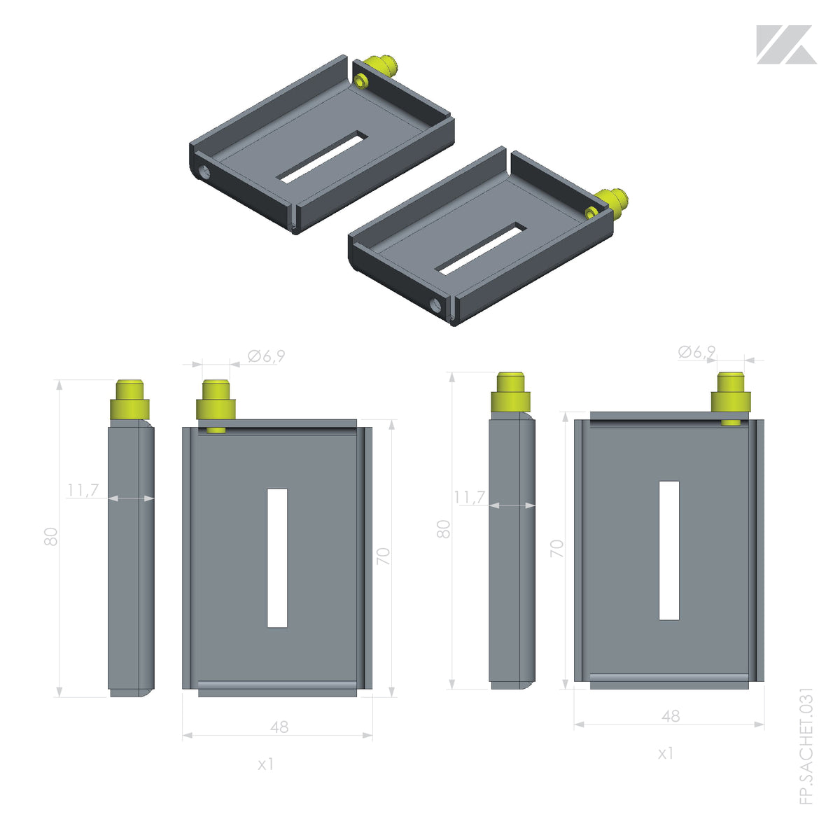2 Ferrures - Pivotant acier – Kazed